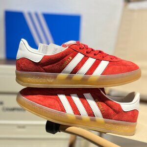 NWT Adidas Gazelle Indoor Gum Retro Women's Red White Sneakers Men's Sport Shoes